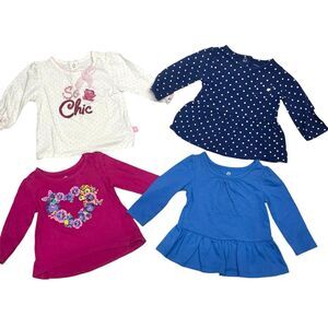 Baby girl long sleeve shirts clothes bundle of (4) variety brand size 9 months